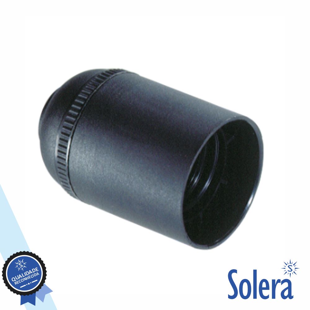 Casquilho P/ Lâmpada E27 Preto Liso P/ Cabo Solera - Tauu.pt