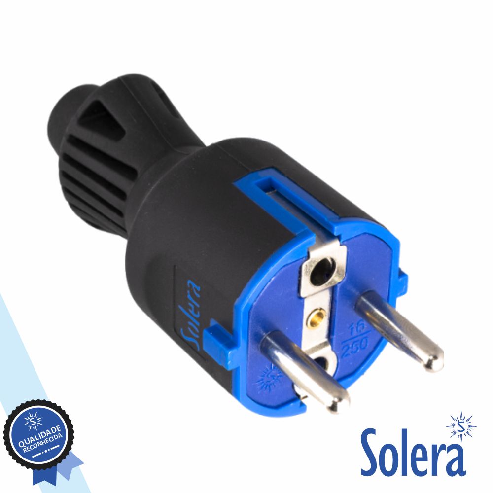 Ficha Schuko Macho 16A/250V Preto Solera - Tauu.pt
