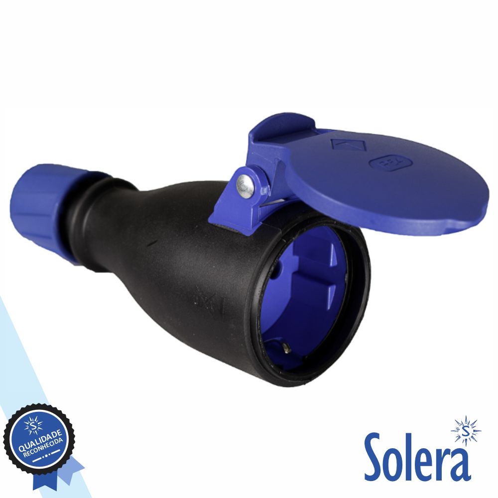 Ficha Schuko Fêmea 16A/250V Ip54 Preta Solera - Tauu,pt