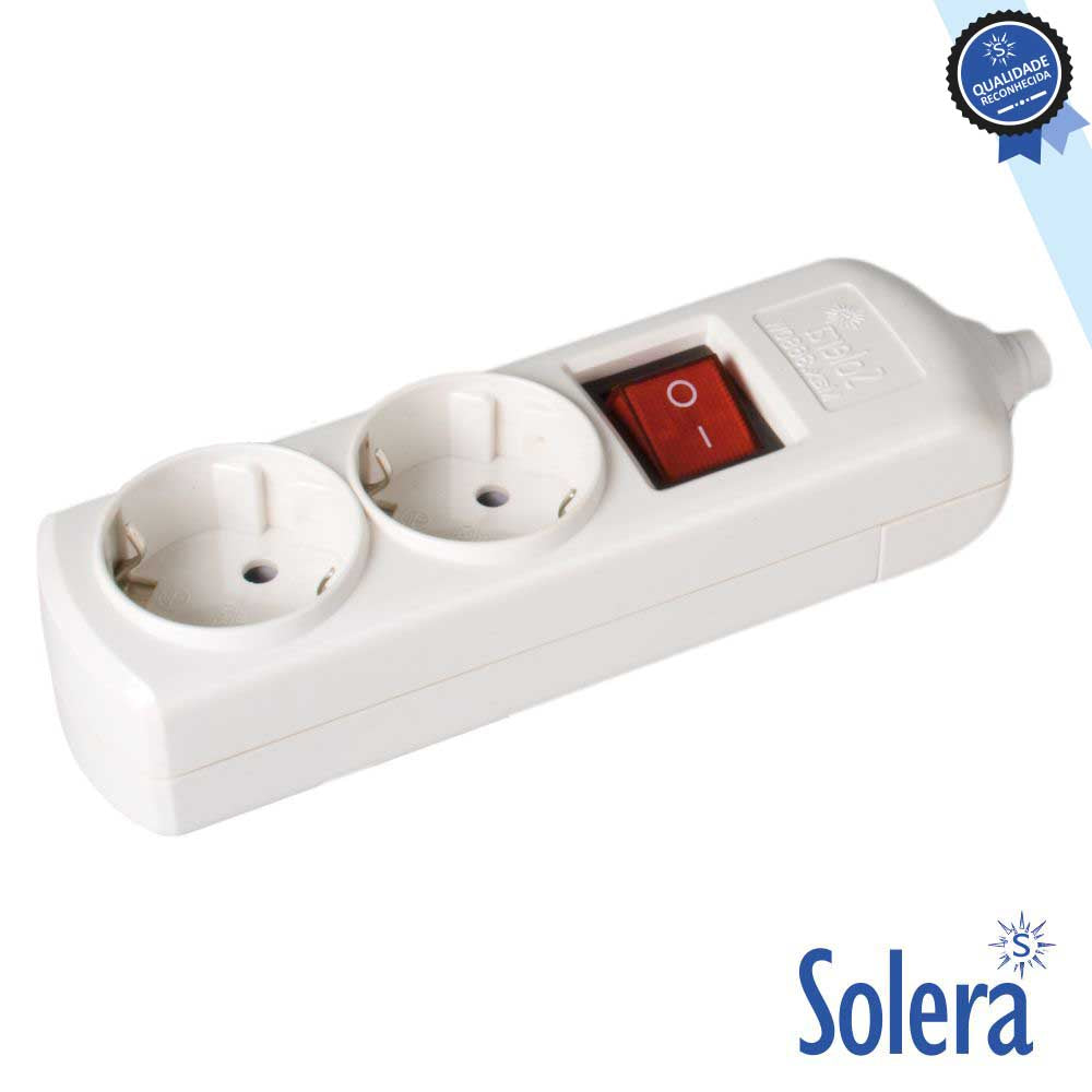 Tomada Elétrica C/ 2 Saídas Schuko Interruptor Solera - Tauu.pt