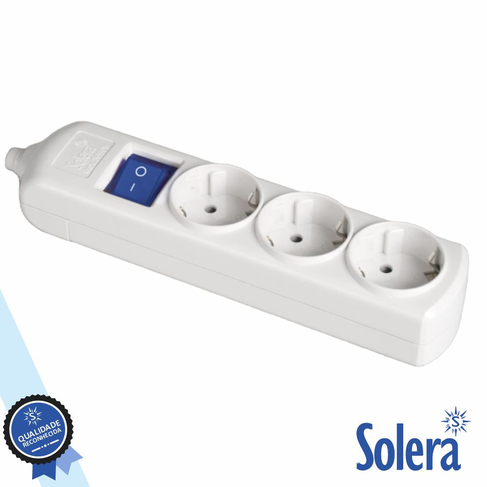Tomada Elétrica C/ 3 Saídas Schuko Interruptor Solera - Tauu.pt