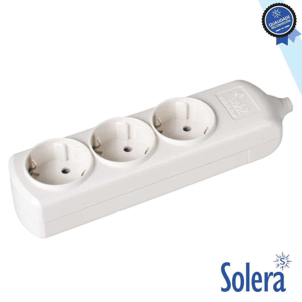 Tomada Elétrica C/ 3 Saídas Schuko Solera - Tauu.pt