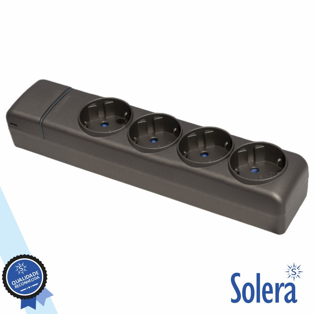 Extensão Elétrica 4X Schuko Preto Solera - Tauu.pt