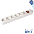 Tomada Elétrica C/ 6 Saídas Schuko Interruptor Solera - Tauu.pt