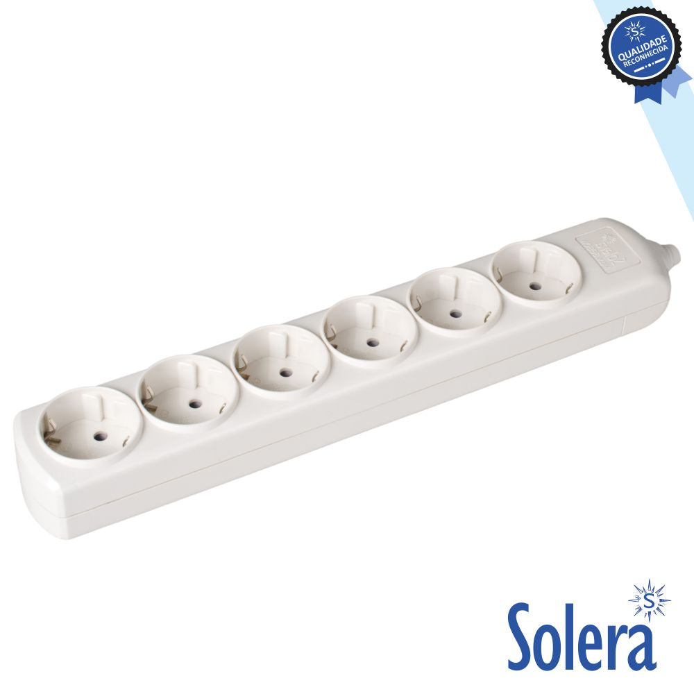 Tomada Elétrica C/ 6 Saídas Schuko Solera - Tauu.pt