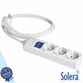 Extensão Elétrica 3X Schuko C/ Interruptor 3M Branco Solera - Tauu.pt