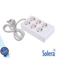 Tomada Elétrica C/ 6 Saídas Quadrada 1,5M Branco Solera - Tauu,pt