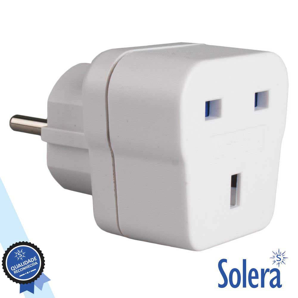 Ficha Adaptadora Viagem Schuko / Inglesa 16A Solera - Tauu,pt