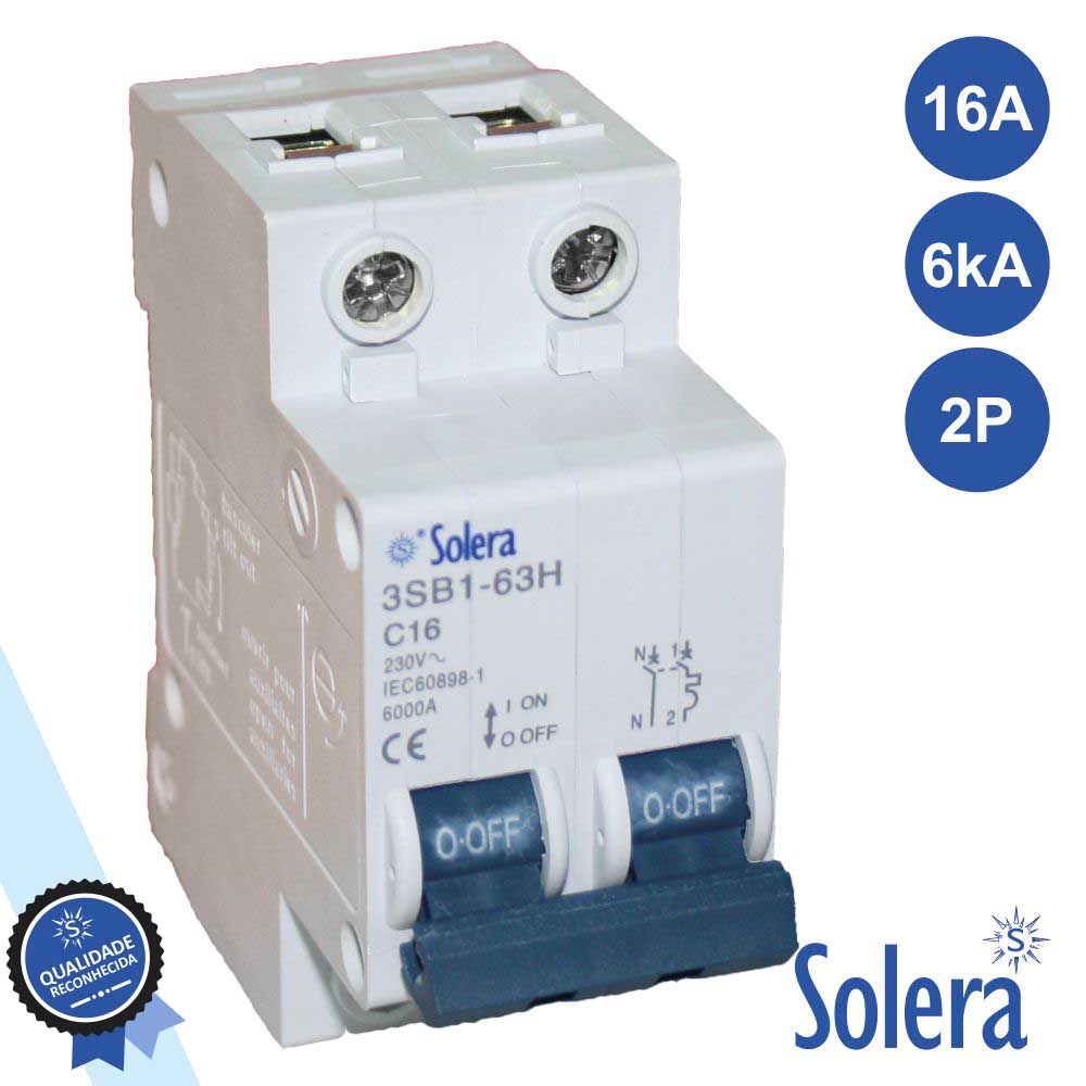 Interruptor Disjuntor 2P 16A 6Ka 240/415V Solera - Tauu,pt