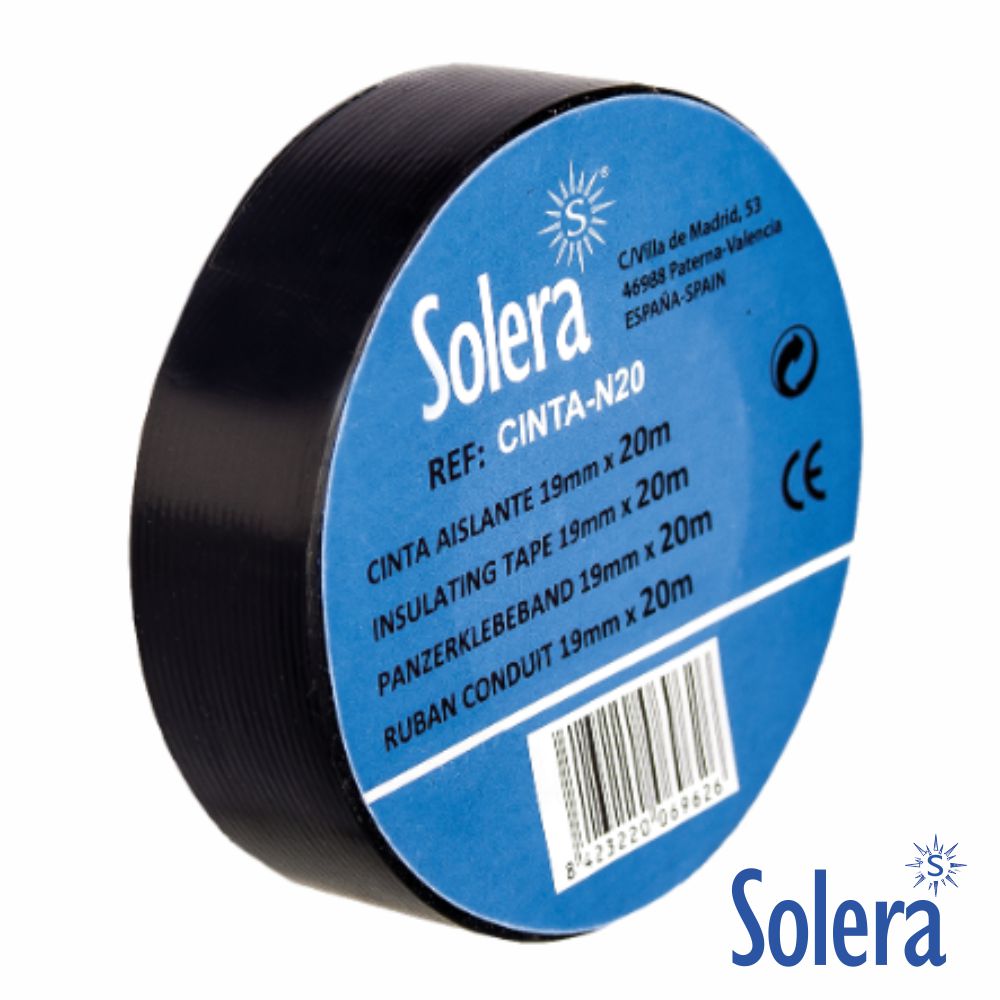 Fita Isoladora Preta 19Mm 20M Solera - Tauu,pt