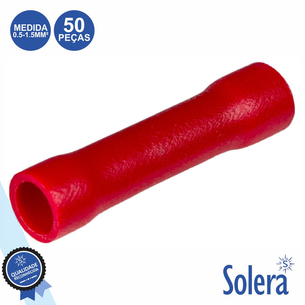 Terminal Redondo Isolado 0.5-1.5Mm² 50X Vermelho Solera - Tauu.pt