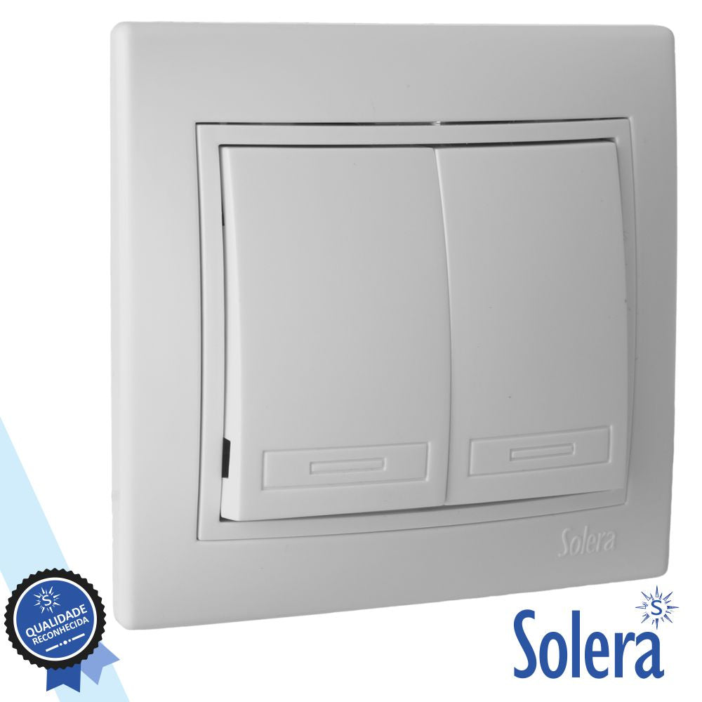 Interruptor Parede Duplo Encastrar 10A 250V Solera - Tauu.pt