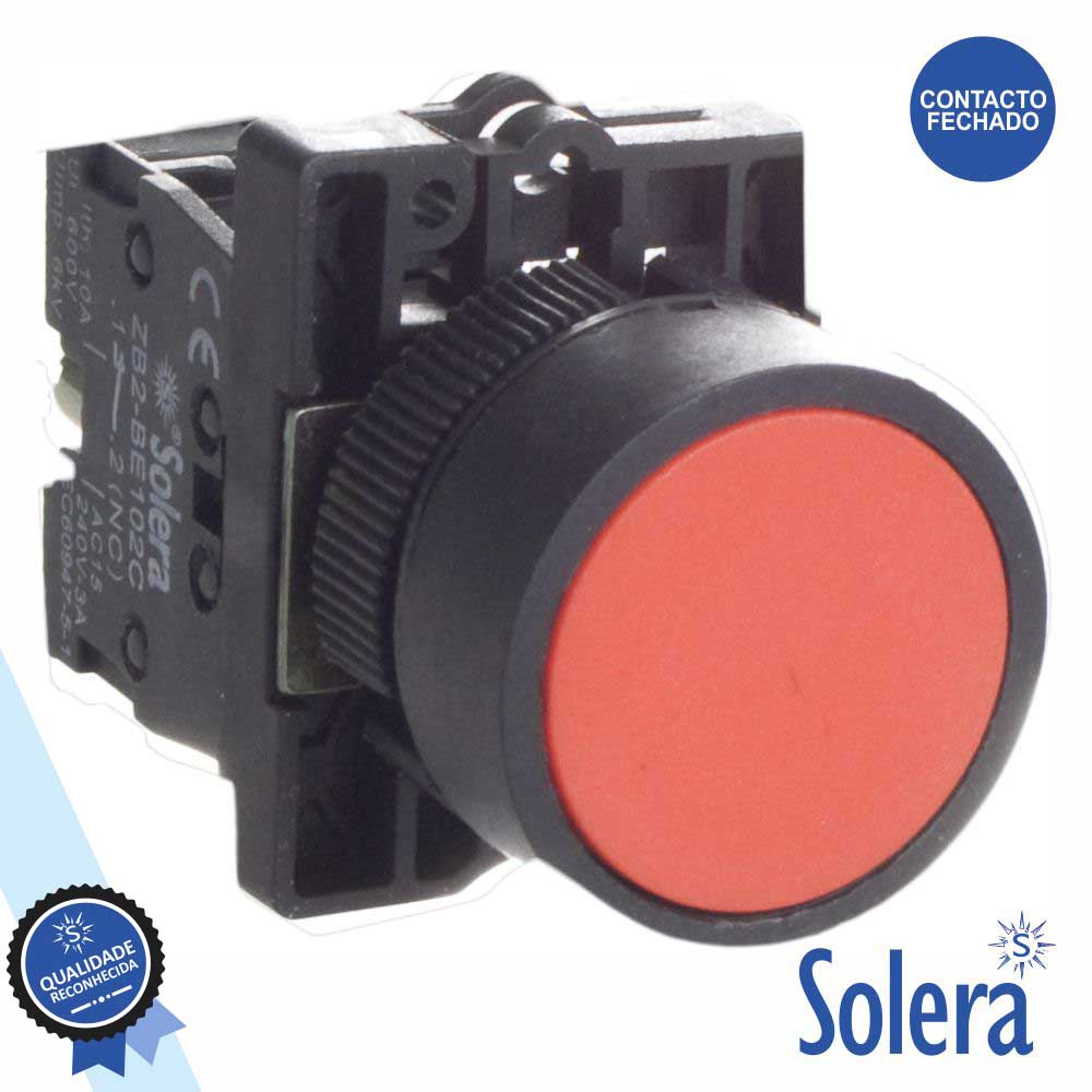 Pulsador C/ Retorno 230V Nf Vermelho 6Kv Solera - Tauu,pt