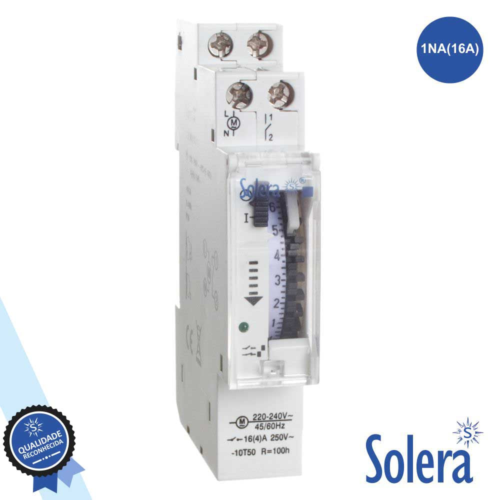 Temporizador Diário Analógico 16A 230V P/ Calha Din Solera - Tauu.pt