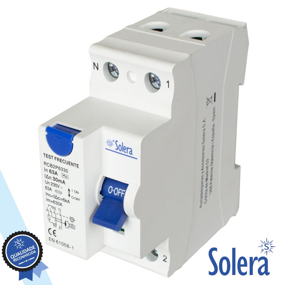 Interruptor Diferencial 2P 63A 6Ka 240/415V Solera - Tauu,pt
