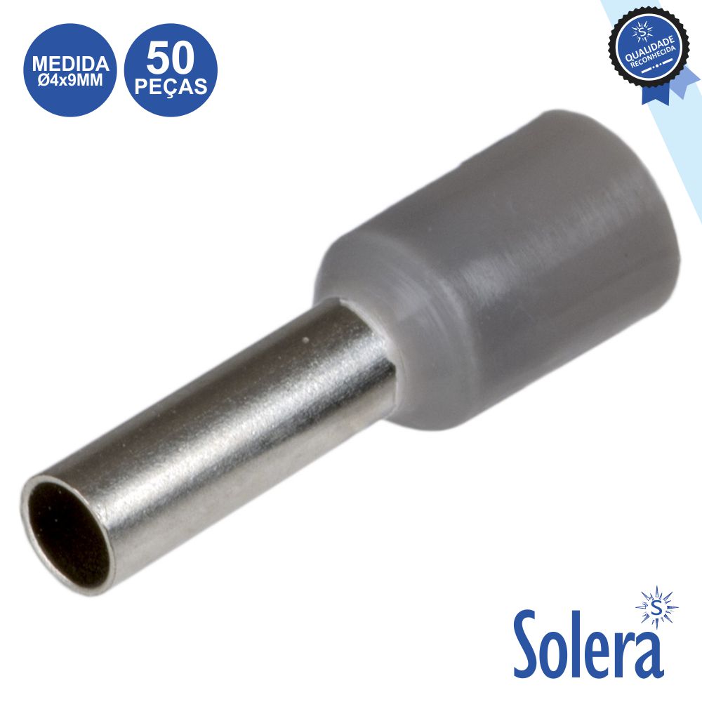 Terminal Ponteira Isolado Ø4X9Mm 50X Cinza Solera - Tauu,pt
