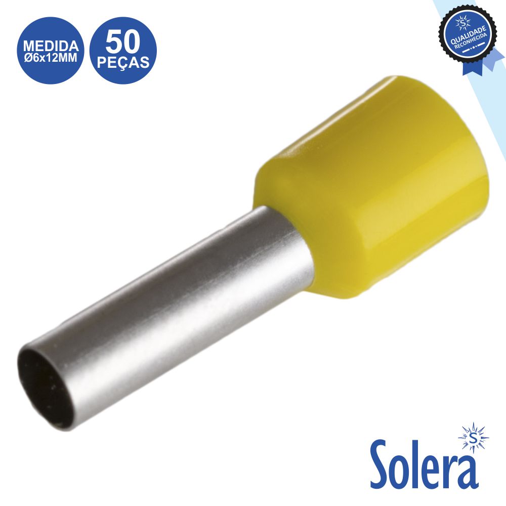 Terminal Ponteira Isolado Ø6X12Mm 50X Amarelo Solera - Tauu,pt