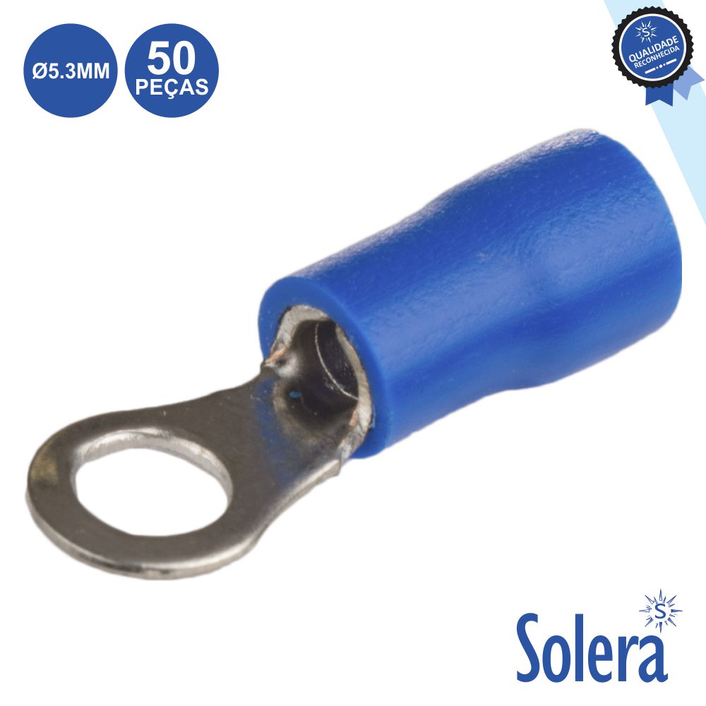 Terminal Redondo Isolado 5,3Mm 50X Azul Solera - Tauu,pt