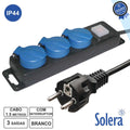 Tomada Elétrica C/ 3 Saídas Interruptor E Tampas 1,5M Solera - Tauu,pt