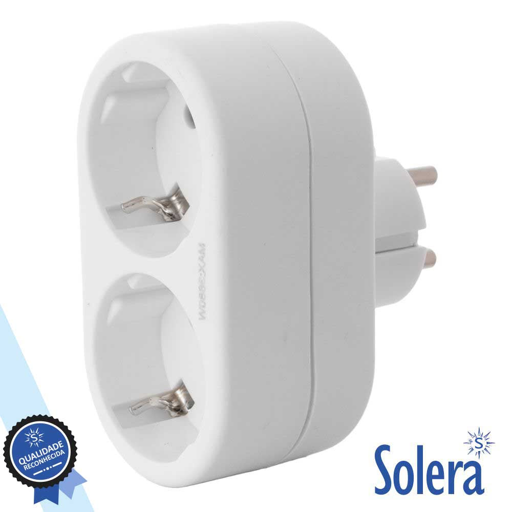 Tomada Elétrica C/ 2 Saídas Branco Solera - Tauu.pt