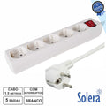 Tomada Elétrica C/ 5 Saídas Interruptor 1,5M Branca Solera - Tauu,pt