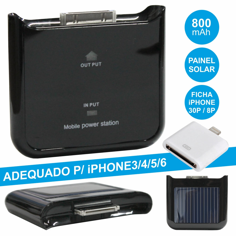 Powerbank 800Ma C/ Painel Solar P/ Iphone3/4/5/6 - Tauu,pt