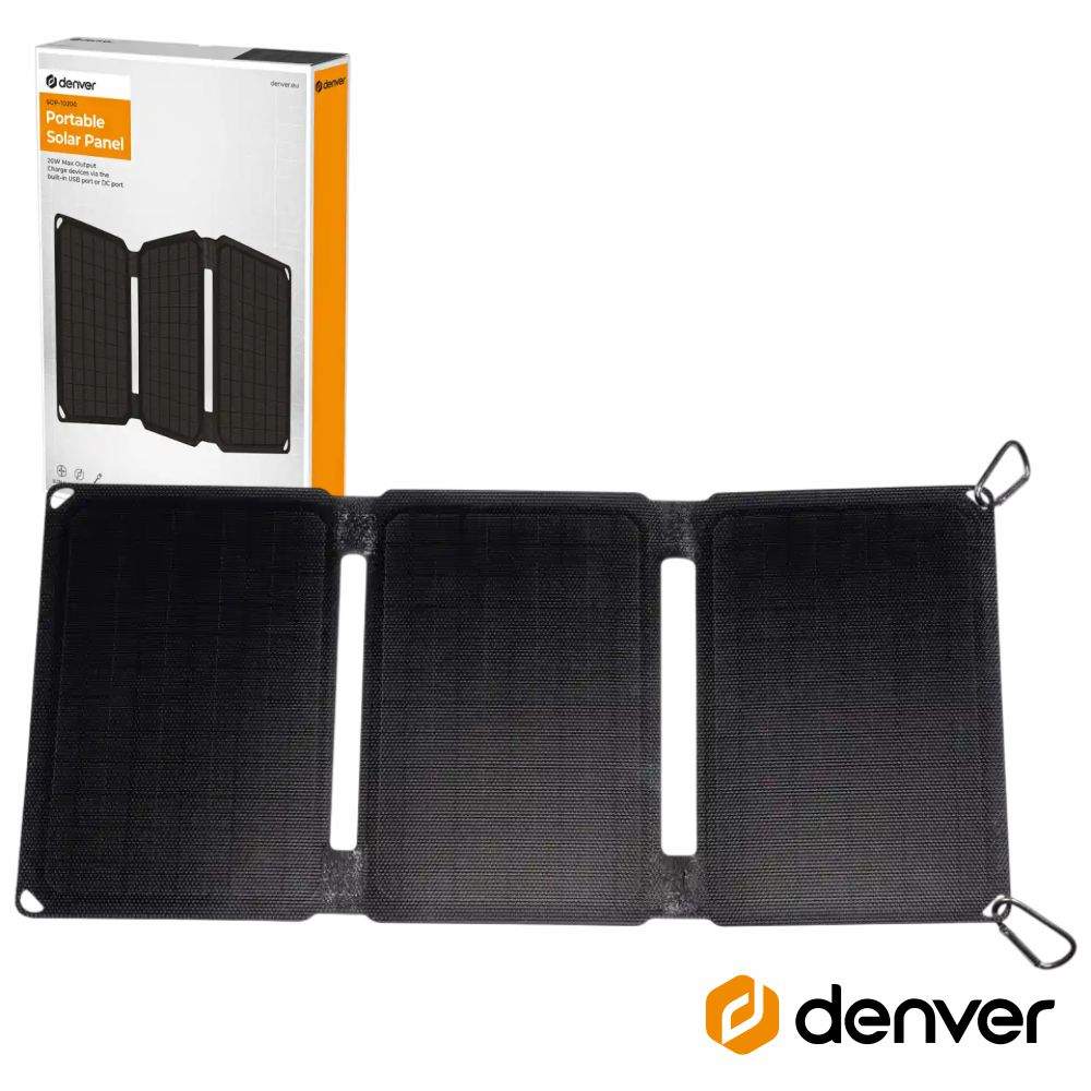 Painel Solar Portátil Dobrável 12V 20W Usb-C Qc3.0 Denver - Tauu.pt