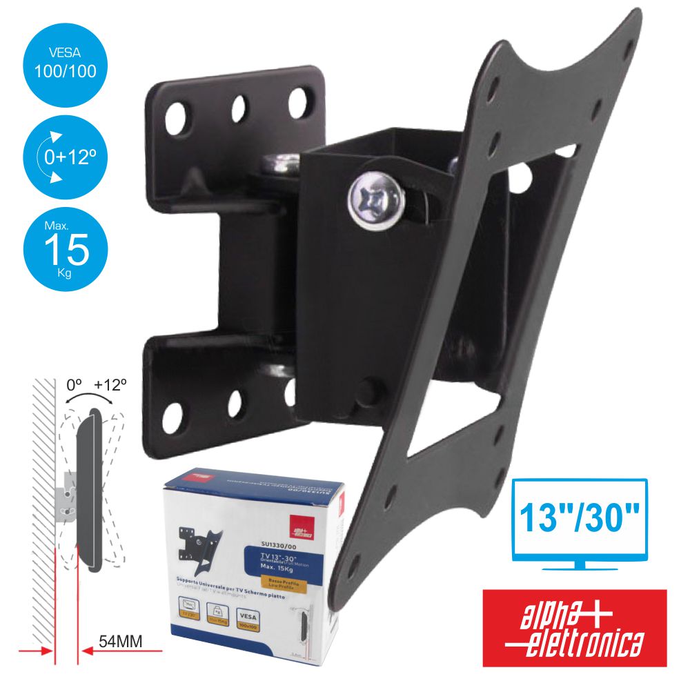 Suporte Lcd/Led 13/30" +0º/-12º Vesa 100/100 15Kg Alpha - Tauu,pt