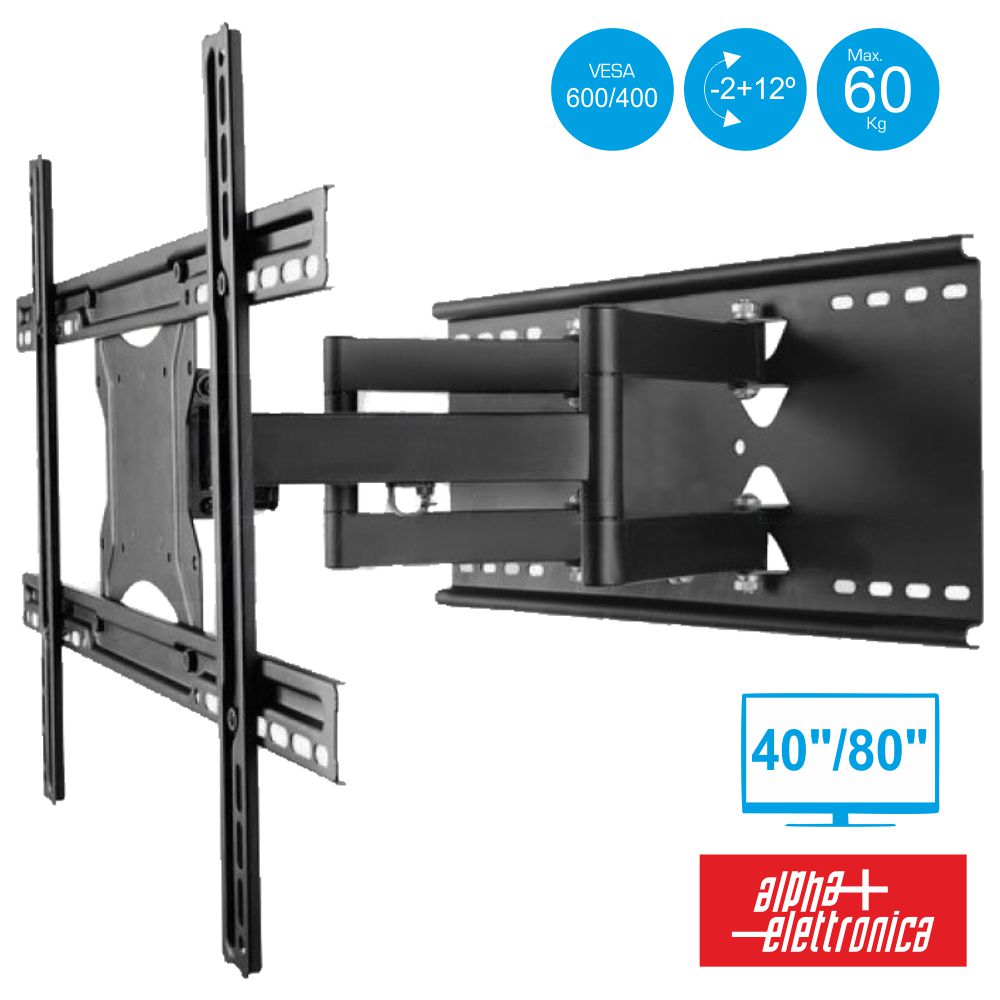 Suporte Lcd/Led 40/80" -2º/+12º Vesa 600/400 60Kg - Tauu.pt