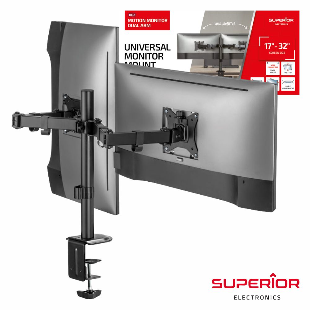 Suporte P/ 2 Monitores Pc 17/32" 2X9Kg Vesa 100/100 - Tauu.pt
