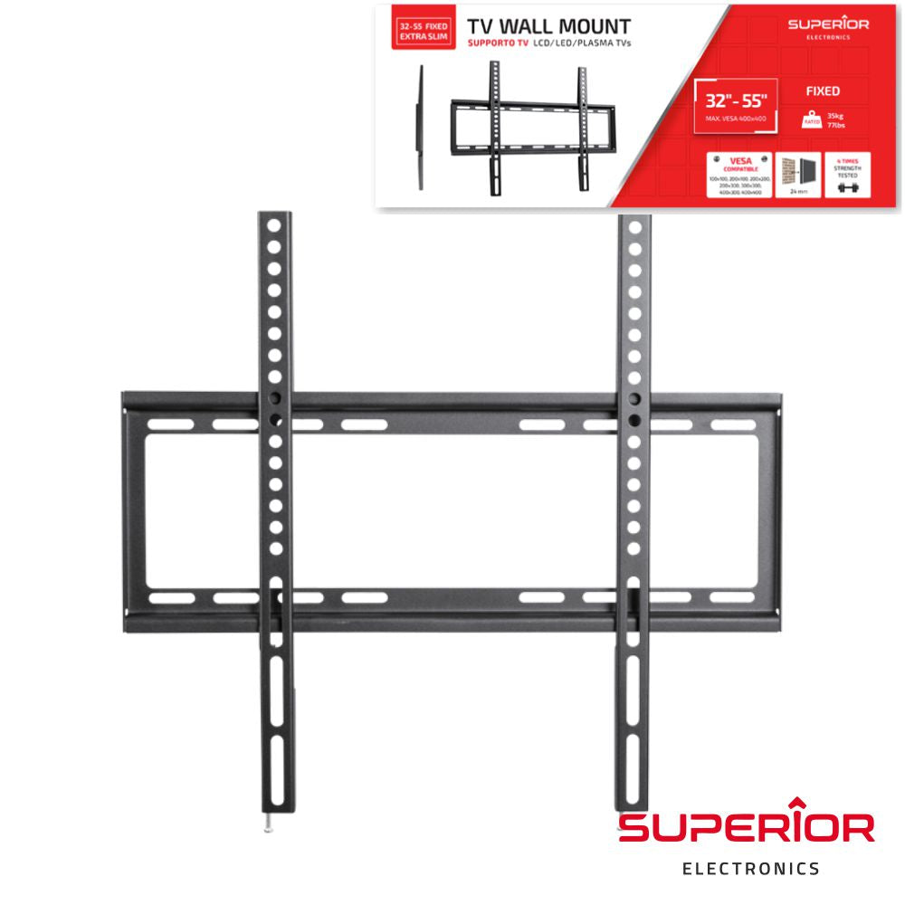 Suporte Lcd/Led 32/55" Fixo Slim Vesa 400/400 35Kg - Tauu.pt