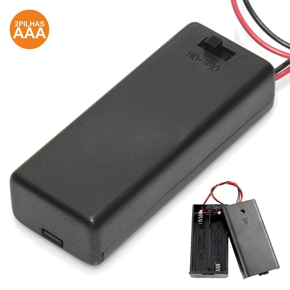 Suporte P/ 2 Pilhas Aaa C/ Tampa E Interruptor - Tauu,pt