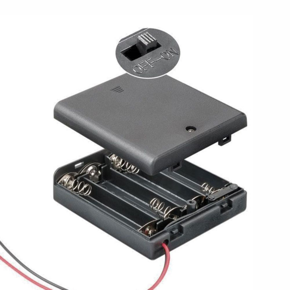 Suporte P/ 4 Pilhas Aaa C/ Tampa E Interruptor - Tauu,pt