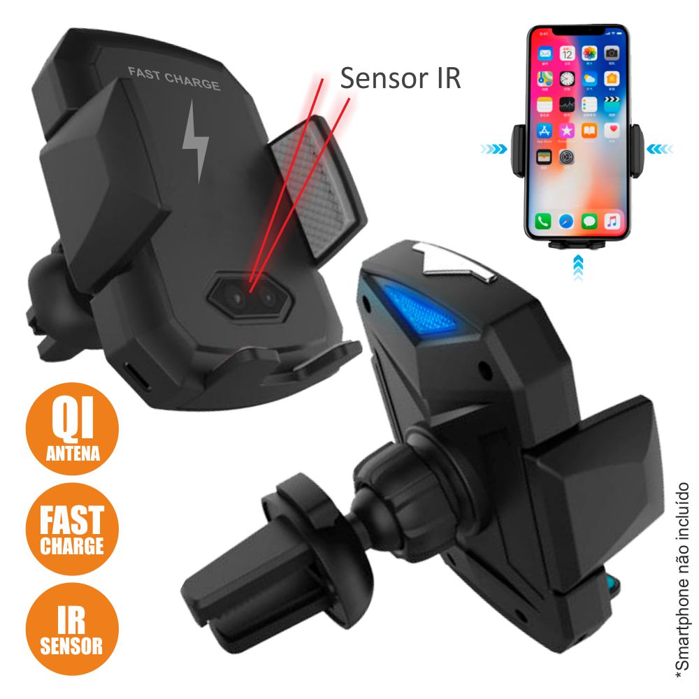 Suporte Telemóvel C/ Carregador Indução Qi 10W E Sensor Ir - Tauu.pt
