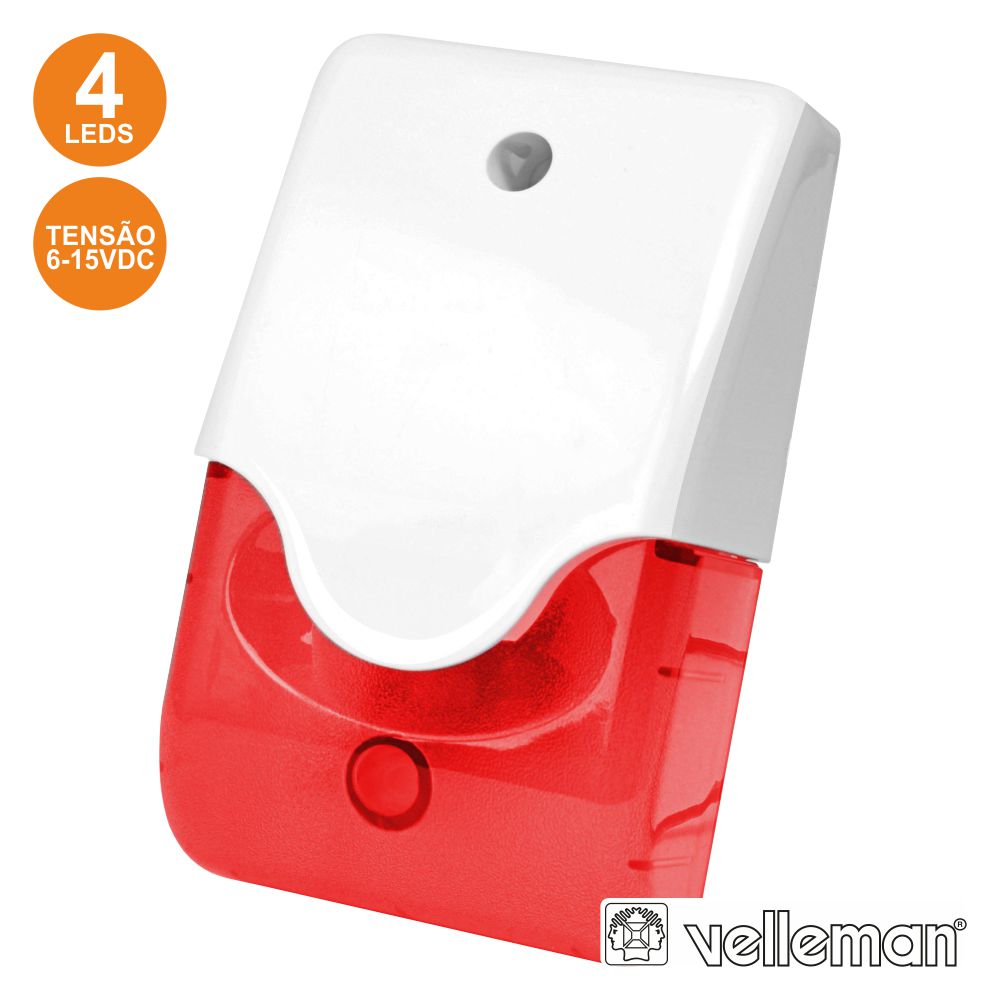 Sirene E Estroboscópio Vermelho Em Caixa C/ Led Velleman - Tauu.pt
