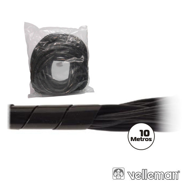 Protector De Cabo Espiral Preto 10M Ø 15Mm Velleman - Tauu.pt