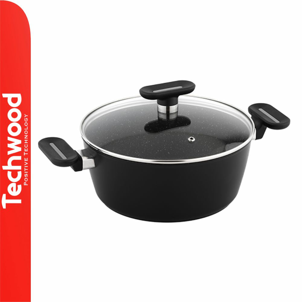 Panela Antiaderente Ø20Cm Alumínio C/ Tampa Vidro Techwood - Tauu.pt