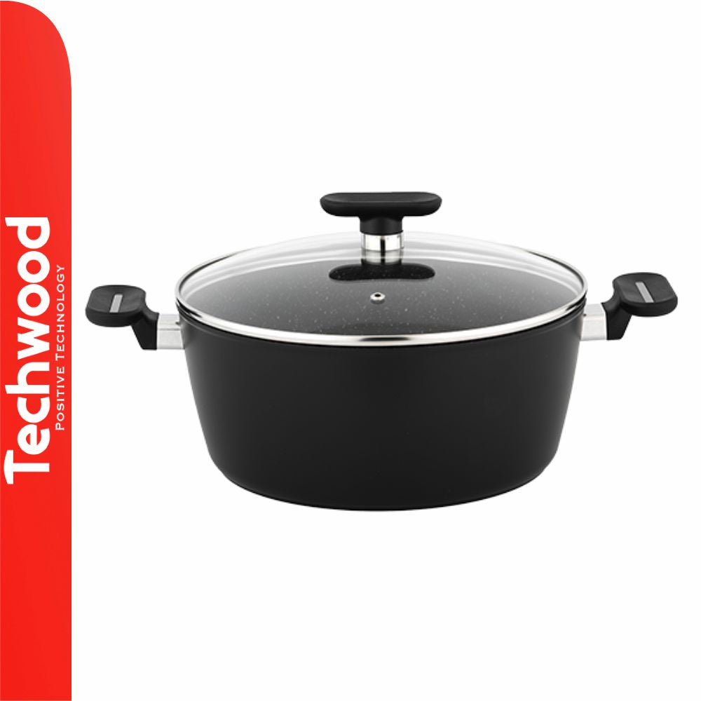 Panela Antiaderente Ø28Cm Alumínio C/ Tampa Vidro Techwood - Tauu.pt