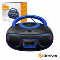 Rádio Portátil Leitor Fm/Bt/Cd/Usb Colunas 2X2W Leds Denver - Tauu.pt