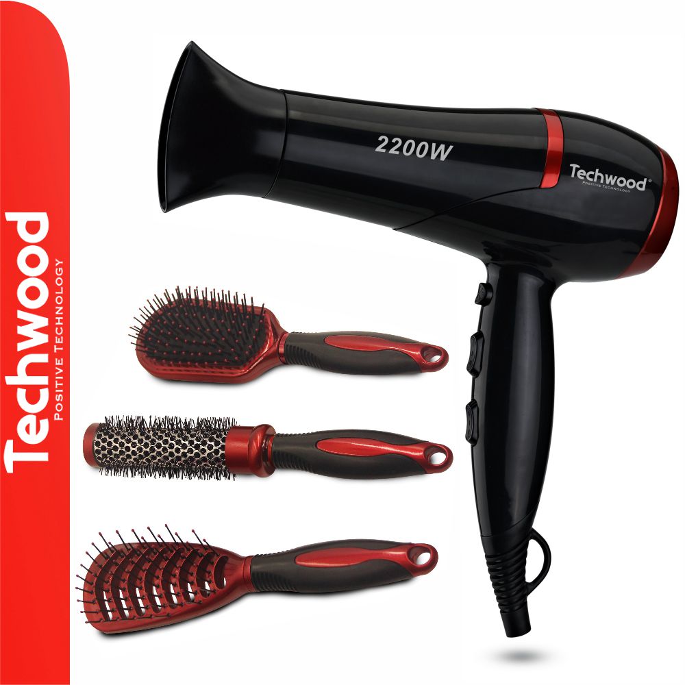 Conjunto Secador E Escovas De Cabelo 2200W Techwood - Tauu,pt