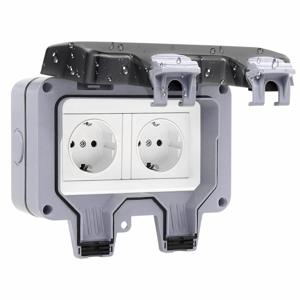 Tomada Elétrica Dupla Superfície 2X Schuko Ip66 - Tauu.pt