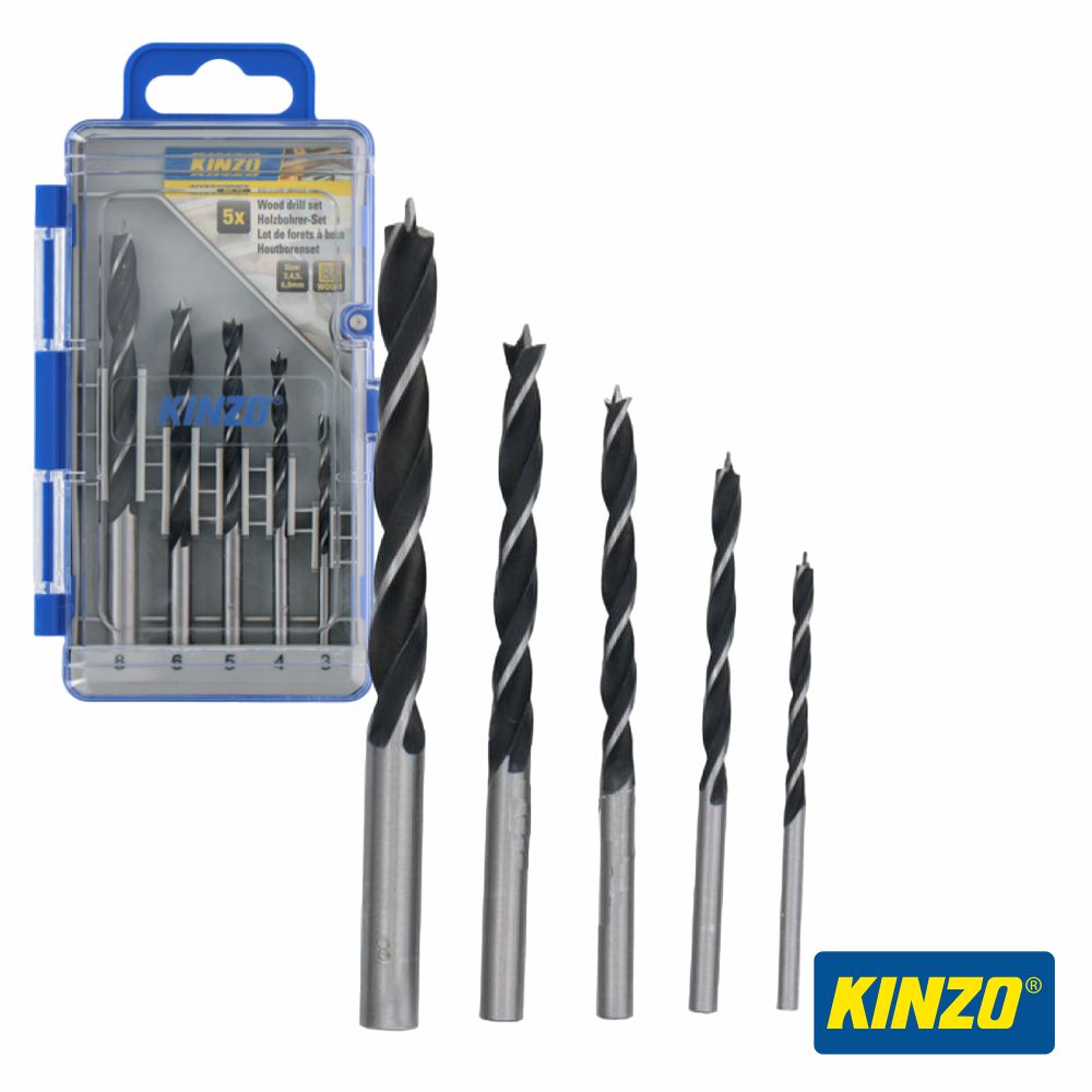 Conjunto De 5 Brocas P/ Madeira Ø3,0/4,0/5,0/6,0/8,0Mm Kinzo - Tauu,pt