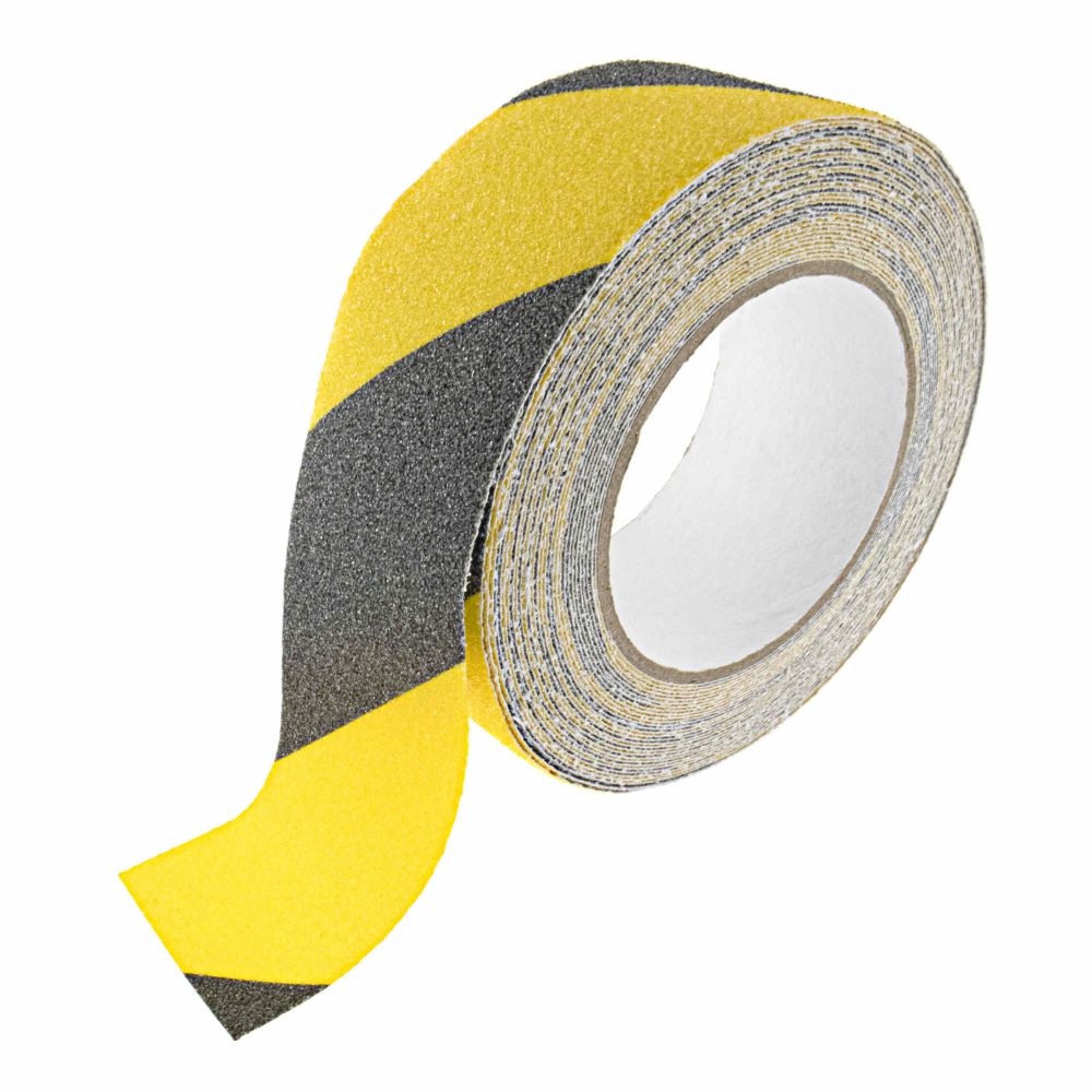Fita Antiderrapante Preta/Amarela 50Mm X 10M - Tauu.pt