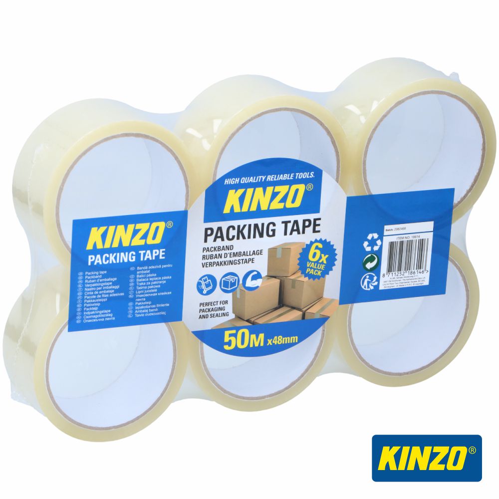 Fita Adesiva Transparente 48Mm 50M 6X Kinzo - Tauu.pt