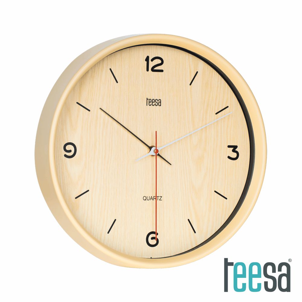 Relógio De Parede Redondo Castanho Claro Ø30Cm Teesa - Tauu.pt