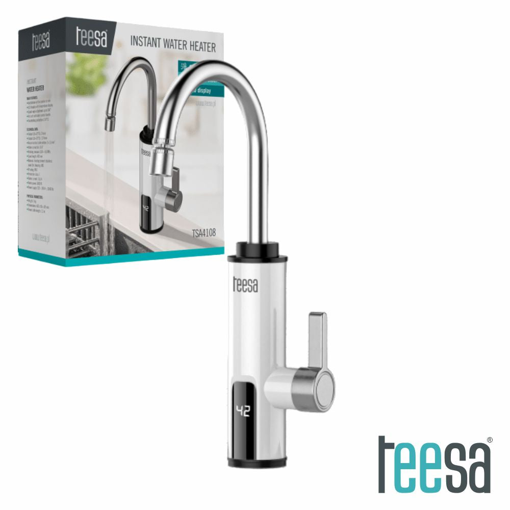 Torneira Elétrica Bancada 220V 3000W Ipx4 Branco/Inox Teesa - Tauu.pt