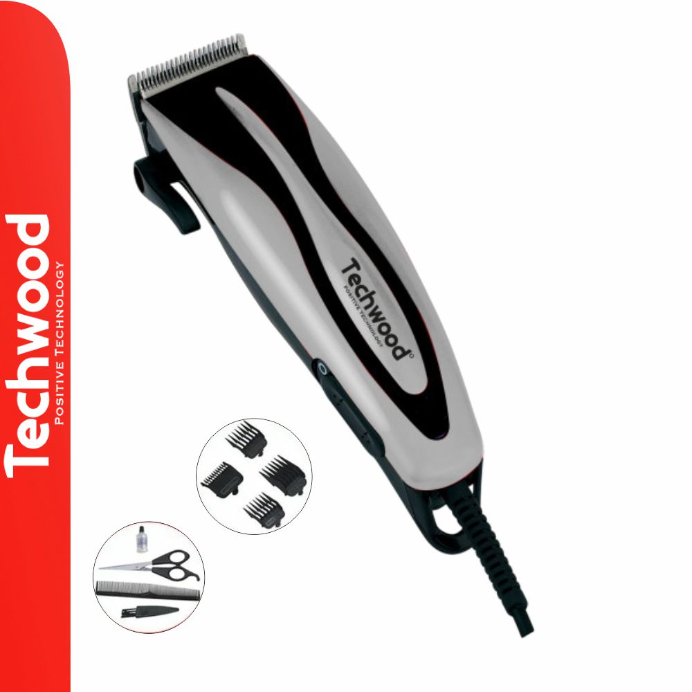 Máquina Cortar Cabelo Cinza C/ Acessórios Techwood - Tauu.pt