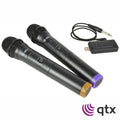 Conjunto 2X Microfones Mão S/ Fios Uhf C/ Recetor Usb Qtx - Tauu.pt