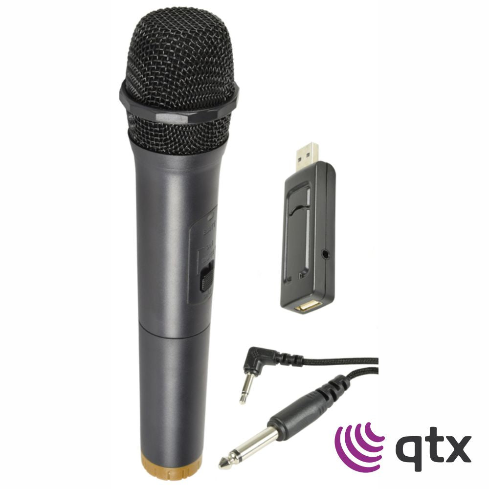 Microfone Mão Uhf S/ Fios C/ Recetor Usb Qtx - Tauu.pt
