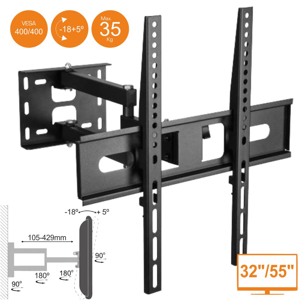 Suporte Lcd/Led 32/55" C/ 2 Braços Vesa 400/400 35Kg - Tauu,pt